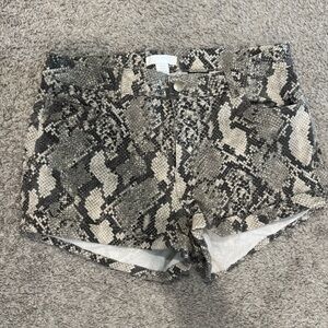 H&M Black, Gray, & Tan Snake Print High Waist Shorts